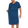 imageEkouaer Mens Nightshirt Nightwear Comfy BigampampTall Short Sleeve Henley Sleep ShirtBlue