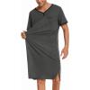 imageEkouaer Mens Nightshirt Nightwear Comfy BigampampTall Short Sleeve Henley Sleep ShirtDark Grey