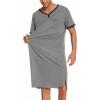 imageEkouaer Mens Nightshirt Nightwear Comfy BigampampTall Short Sleeve Henley Sleep ShirtGrey