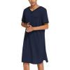 imageEkouaer Mens Nightshirt Nightwear Comfy BigampampTall Short Sleeve Henley Sleep ShirtNavy Blue