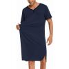 imageEkouaer Mens Nightshirt Nightwear Comfy BigampampTall Short Sleeve Henley Sleep ShirtNavy Blue