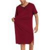 imageEkouaer Mens Nightshirt Nightwear Comfy BigampampTall Short Sleeve Henley Sleep ShirtWine Red