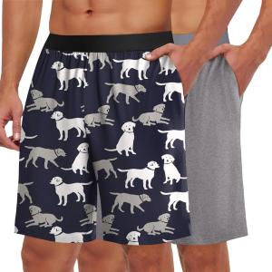 imageEkouaer Mens Pajama Shorts Soft Comfy Sleep Bottoms 2 Pack Casual Lounge Sleepwear Pants with PocketsDachshund Doglight Gray