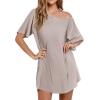 imageEkouaer 3 Pack Womens Tshirt Nightgown Waffle Knit Short Sleeve Sleepshirts Casual Cover Ups SXXXLSet 8