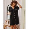 imageEkouaer Nightgowns for Women Button Down Pajamas Tops Short Sleeve Sleepwear VNeck Sleepwear S3XLBlack