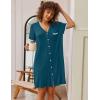 imageEkouaer Nightgowns for Women Button Down Pajamas Tops Short Sleeve Sleepwear VNeck Sleepwear S3XLBlue  Green