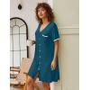 imageEkouaer Nightgowns for Women Button Down Pajamas Tops Short Sleeve Sleepwear VNeck Sleepwear S3XLBlue  Green