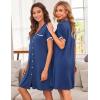 imageEkouaer Nightgowns for Women Button Down Pajamas Tops Short Sleeve Sleepwear VNeck Sleepwear S3XLBlue