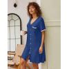 imageEkouaer Nightgowns for Women Button Down Pajamas Tops Short Sleeve Sleepwear VNeck Sleepwear S3XLBlue