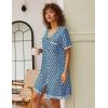 imageEkouaer Nightgowns for Women Button Down Pajamas Tops Short Sleeve Sleepwear VNeck Sleepwear S3XLEthnic Print