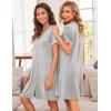 imageEkouaer Nightgowns for Women Button Down Pajamas Tops Short Sleeve Sleepwear VNeck Sleepwear S3XLLight Grey