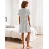 imageEkouaer Nightgowns for Women Button Down Pajamas Tops Short Sleeve Sleepwear VNeck Sleepwear S3XLLight Grey