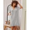 imageEkouaer Nightgowns for Women Button Down Pajamas Tops Short Sleeve Sleepwear VNeck Sleepwear S3XLLight Grey