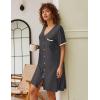 imageEkouaer Nightgowns for Women Button Down Pajamas Tops Short Sleeve Sleepwear VNeck Sleepwear S3XLMisty Grey