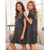 imageEkouaer Nightgowns for Women Button Down Pajamas Tops Short Sleeve Sleepwear VNeck Sleepwear S3XLMisty Grey
