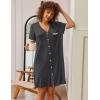 imageEkouaer Nightgowns for Women Button Down Pajamas Tops Short Sleeve Sleepwear VNeck Sleepwear S3XLMisty Grey