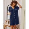imageEkouaer Nightgowns for Women Button Down Pajamas Tops Short Sleeve Sleepwear VNeck Sleepwear S3XLNavy Blue
