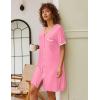 imageEkouaer Nightgowns for Women Button Down Pajamas Tops Short Sleeve Sleepwear VNeck Sleepwear S3XLPink