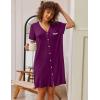 imageEkouaer Nightgowns for Women Button Down Pajamas Tops Short Sleeve Sleepwear VNeck Sleepwear S3XLPurple