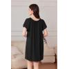 imageEkouaer Nightgowns for Women Short Sleeve Sleep Shirts Pleated Sleepdress Soft Sleepwear Victorian Ladies NightdressBlack