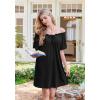 imageEkouaer Nightgowns for Women Short Sleeve Sleep Shirts Pleated Sleepdress Soft Sleepwear Victorian Ladies NightdressBlack