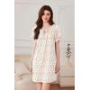 imageEkouaer Nightgowns for Women Short Sleeve Sleep Shirts Pleated Sleepdress Soft Sleepwear Victorian Ladies NightdressLeaf Yellow