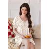 imageEkouaer Nightgowns for Women Short Sleeve Sleep Shirts Pleated Sleepdress Soft Sleepwear Victorian Ladies NightdressLeaf Yellow