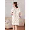 imageEkouaer Nightgowns for Women Short Sleeve Sleep Shirts Pleated Sleepdress Soft Sleepwear Victorian Ladies NightdressLeaf Yellow