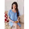 imageEkouaer Nightgowns for Women Short Sleeve Sleep Shirts Pleated Sleepdress Soft Sleepwear Victorian Ladies NightdressLight Blue