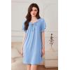 imageEkouaer Nightgowns for Women Short Sleeve Sleep Shirts Pleated Sleepdress Soft Sleepwear Victorian Ladies NightdressLight Blue