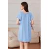 imageEkouaer Nightgowns for Women Short Sleeve Sleep Shirts Pleated Sleepdress Soft Sleepwear Victorian Ladies NightdressLight Blue