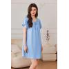 imageEkouaer Nightgowns for Women Short Sleeve Sleep Shirts Pleated Sleepdress Soft Sleepwear Victorian Ladies NightdressLight Blue