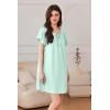 imageEkouaer Nightgowns for Women Short Sleeve Sleep Shirts Pleated Sleepdress Soft Sleepwear Victorian Ladies NightdressLight Green