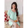 imageEkouaer Nightgowns for Women Short Sleeve Sleep Shirts Pleated Sleepdress Soft Sleepwear Victorian Ladies NightdressLight Green
