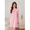 imageEkouaer Nightgowns for Women Short Sleeve Sleep Shirts Pleated Sleepdress Soft Sleepwear Victorian Ladies NightdressLight Pink