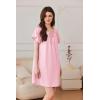 imageEkouaer Nightgowns for Women Short Sleeve Sleep Shirts Pleated Sleepdress Soft Sleepwear Victorian Ladies NightdressLight Pink