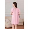 imageEkouaer Nightgowns for Women Short Sleeve Sleep Shirts Pleated Sleepdress Soft Sleepwear Victorian Ladies NightdressLight Pink