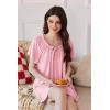 imageEkouaer Nightgowns for Women Short Sleeve Sleep Shirts Pleated Sleepdress Soft Sleepwear Victorian Ladies NightdressLight Pink