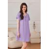 imageEkouaer Nightgowns for Women Short Sleeve Sleep Shirts Pleated Sleepdress Soft Sleepwear Victorian Ladies NightdressLight Purple