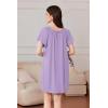 imageEkouaer Nightgowns for Women Short Sleeve Sleep Shirts Pleated Sleepdress Soft Sleepwear Victorian Ladies NightdressLight Purple