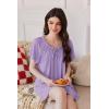 imageEkouaer Nightgowns for Women Short Sleeve Sleep Shirts Pleated Sleepdress Soft Sleepwear Victorian Ladies NightdressLight Purple