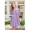 imageEkouaer Nightgowns for Women Short Sleeve Sleep Shirts Pleated Sleepdress Soft Sleepwear Victorian Ladies NightdressLight Purple