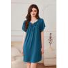 imageEkouaer Nightgowns for Women Short Sleeve Sleep Shirts Pleated Sleepdress Soft Sleepwear Victorian Ladies NightdressNavy Blue