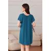 imageEkouaer Nightgowns for Women Short Sleeve Sleep Shirts Pleated Sleepdress Soft Sleepwear Victorian Ladies NightdressNavy Blue