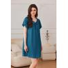 imageEkouaer Nightgowns for Women Short Sleeve Sleep Shirts Pleated Sleepdress Soft Sleepwear Victorian Ladies NightdressNavy Blue