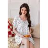 imageEkouaer Nightgowns for Women Short Sleeve Sleep Shirts Pleated Sleepdress Soft Sleepwear Victorian Ladies NightdressPurple Green Floral