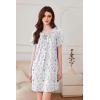 imageEkouaer Nightgowns for Women Short Sleeve Sleep Shirts Pleated Sleepdress Soft Sleepwear Victorian Ladies NightdressPurple Green Floral