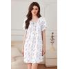 imageEkouaer Nightgowns for Women Short Sleeve Sleep Shirts Pleated Sleepdress Soft Sleepwear Victorian Ladies NightdressPurple Pink Floral