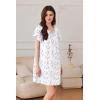 imageEkouaer Nightgowns for Women Short Sleeve Sleep Shirts Pleated Sleepdress Soft Sleepwear Victorian Ladies NightdressPurple Pink Floral
