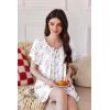 imageEkouaer Nightgowns for Women Short Sleeve Sleep Shirts Pleated Sleepdress Soft Sleepwear Victorian Ladies NightdressPurple Pink Floral
